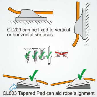 Clamcleat CL209 Midi Open Cleat for 4–8 mm Rope, Black UV-Resistant Nylon