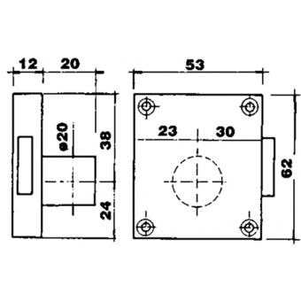 Olcese Ricci Rim Door Locks 60x53 mm