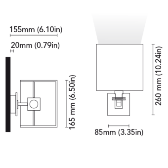 BCM Wall Light Maestra+Switch Satin Nickel E14