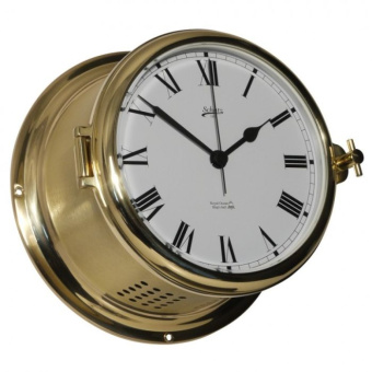 Schatz Clock Quartz Royal Brushed Brass Ø180 mm Roman Numerals With Glass Strike