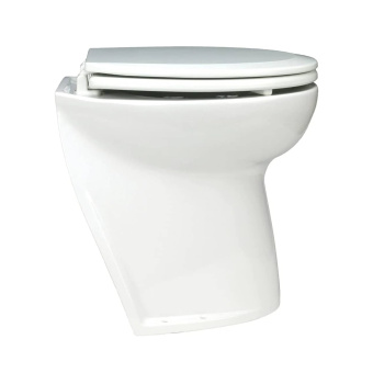 Jabsco 58060-3012 - Deluxe 14" Electric Toilet 12V, Angled With Solenoid, Soft Closing