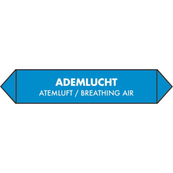 Marine Breathing Air Pipe Identification Sticker, Dutch, German & English, Soft PVC, 150×30 mm