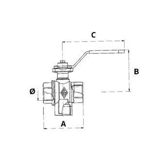 Three Ways Brass Ball Valve 1/2"