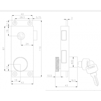 Olcese Ricci Rim Door Locks 110X43 mm Right