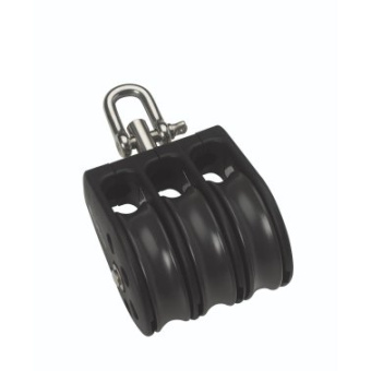 Barton N02331 - Triple Swivel Block with Becket Size 2 35mm – Plain Bearing, 3x Ø35mm Sheaves, Max Rope 8mm