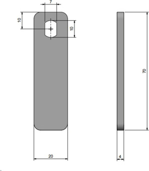 Roca 421825 - Stainless Steel Bolt, Straight 70mm, for 00309321/00308904