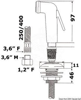 Osculati 15.256.01 - Utility Handheld Shower PVC Hose 4 m Deck Support