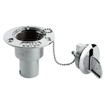 Allpa Chromed Brass Deck Entries 'Water', Hose Connection Ø50mm & 35mm, Flange Ø89mm