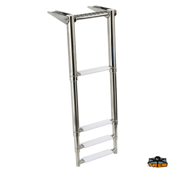 Trem S3114315 - Retractable Telescopic Ladder With Handles 4 Steps Black Color