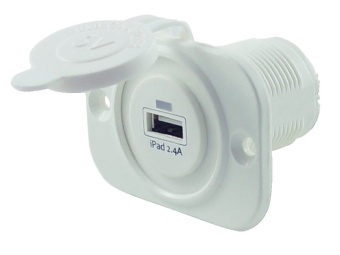 Talamex USB Socket Single 2.4A White With Flush Frame