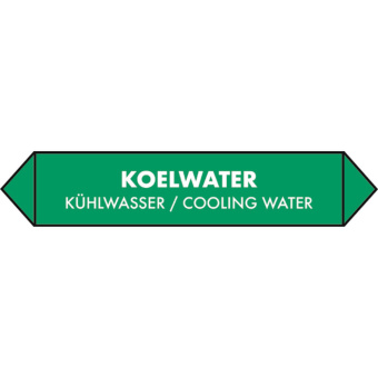 Marine Cooling Water Pipe Identification Sticker, Dutch, German & English, Soft PVC, 150×30 mm