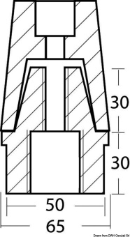 Osculati 43.122.45 - Ogive Shaft Snode with Zinc Plate 45 mm 30x2 mm