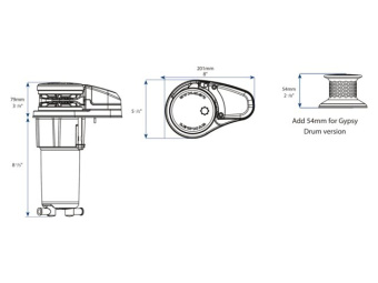 Lewmar 69100054 - VX1L Vertical Windlass With Drum 500 GD 6/7mm STD KIT