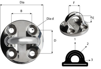 Wichard 6637 - Round Pad Eye Dia 76 mm M10 Bolt
