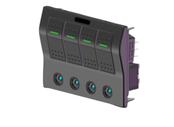 Allpa ABS Switch Panel, 12v, 4-Positions & LED-Indicators, Glass Fuses, Dims. 130x100mm, Splash Proof, 2X5A, 1X10A, 1X15A Fuses