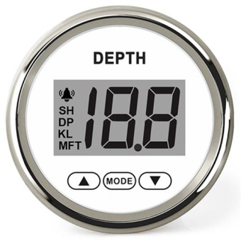 Hollex Depth Meter White Stainless Steel 9-32V with Mirror Transducer