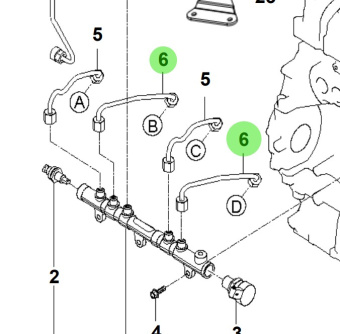 Bukh 31412-2F600 - Fuel Rail to Injector Tube No. 2 for R210J Engines
