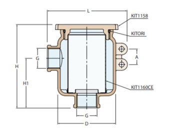 Guidi Water Strainer Tirreno Series with See-Through Grilamid TR55 Cover, BSPP Thread, Nickel-Plated Brass, G 3/4"
