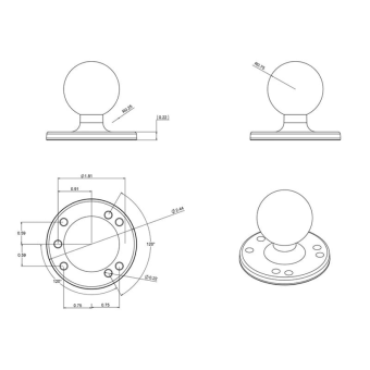 Ram Mount RAM-D-202U - Round Base Plate D Ball