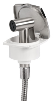 Osculati New Edge Stainless Steel Door Boat Shower with Tiger Stainless Steel Shower Head 88x95 mm with White Nylon Hose 4 meter - 15.164.91