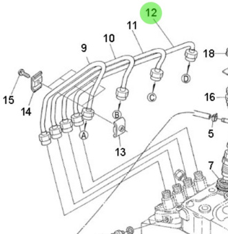 Nanni Diesel 970302820 - Fuel Injection Line for Cylinder 4