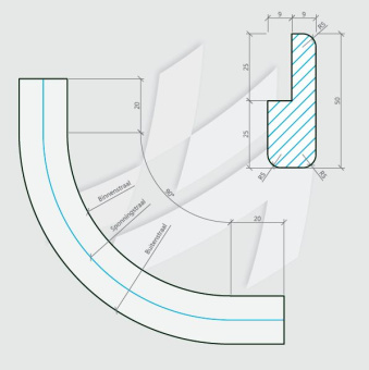 Wood Rail Profile Radial Bocht