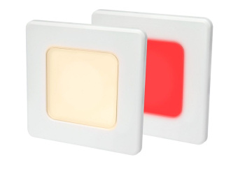 Hella Marine 2JA-958-340-571 - EuroLED 95 Square Down Light, Dual Colour (Warm White/Red) Screw Mounting, with White Trim