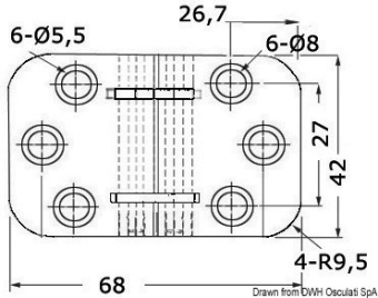 Osculati 38.460.78 - Foldable Hinge 70x40 mm