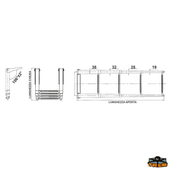 Trem S3114315 - Retractable Telescopic Ladder With Handles 4 Steps Black Color