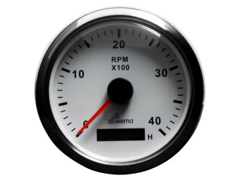 Wema 110914 - Silverline Tachometer With Hourmeter 4000 RPM White