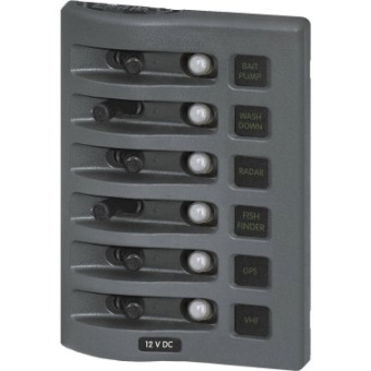 Blue Sea Weatherdeck IP67 Circuit Breaker With Fuse - 6 Positions Grey