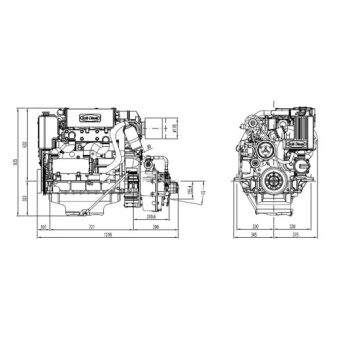 Solé Marine Diesel Engine SDZ 165 Turbo & Intercooler, With Technodrive Gear Box TM170, R=2.50:1