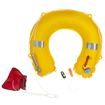 Plastimo 64888 - Inflatable horseshoe buoy set with light & whistle 150N, yellow canister