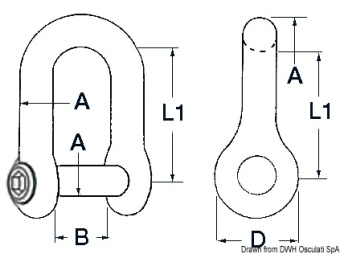 Osculati 01.080.10 - Anchor Shackle with Allen-Head Recessed Pin 10 mm (5 pcs.)