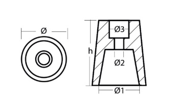 Technoseal Aluminium Radice Anode For Cap Nut (Separate) Ø Shaft 22-25mm