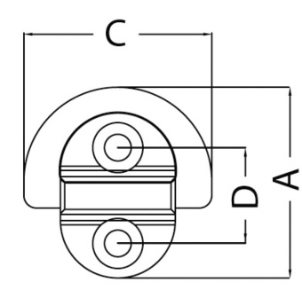 Osculati 39.870.00 - Folding Pad Eye 45x45 mm 6 mm Ring (2 holes) Breaking Load kg 1800