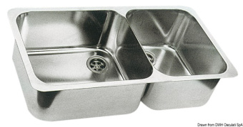 Osculati 50.186.80 - Double Sink SS, Polished 600x320 mm
