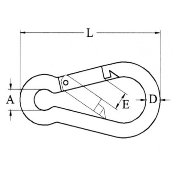 AISI 316 Carabiner With Swallow Tail Closure 4X40 mm