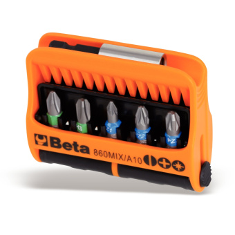 Beta 008600900 - Set Of 10 Bits With Magnetic Bit Holder In Plastic Case