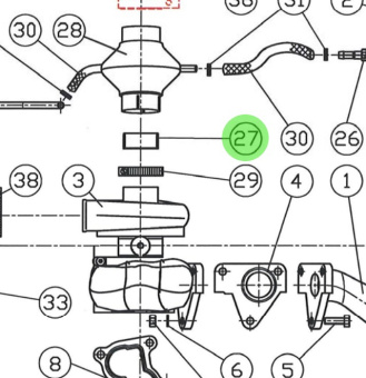 Bukh 000E9598 - Bushing Spacer for DV32 and DV48 Air Inlet and Turbocharger