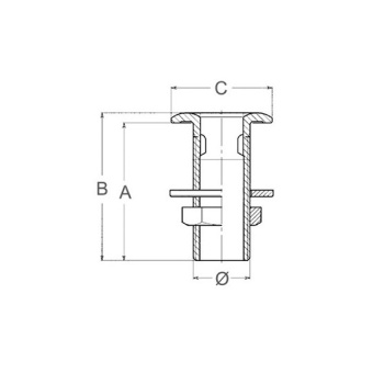 Guidi Chromed Brass Through Hull 3/8"