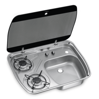 Dometic HSG 2445 Two-Burner Hob and Sink Combination with Glass Lid