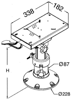 Osculati 48.712.02 - Seat Support with Rotating Slide 457 mm