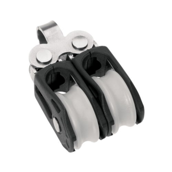 Barton N10210 – Double Fixed Eye Block Size 0 20mm, Ball Bearing, 2x Ø20mm Sheaves, Max Rope 6mm