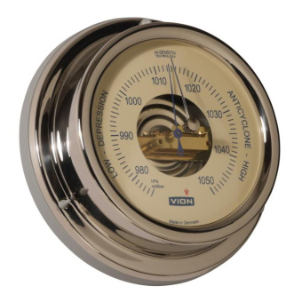 Vion Barometer Stainless Steel Including Wall Mount Ø127 mm Polished