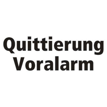 Marine Pre-Alarm Acknowledgement Identification Sticker "Quittierung Voralarm", German, Soft PVC, 150×60 mm