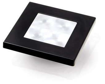 Hella Marine 2XT 980 580-541 - LED Enhanced Brightness Square Courtesy Lamp, White, Black Plastic Rim, 12V