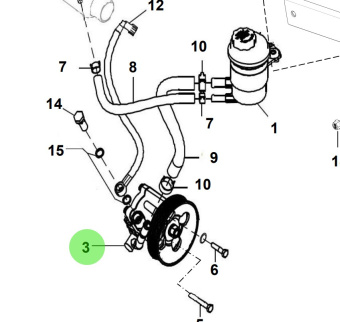 Bukh 57100-3J200 - Power Steering Oil Pump for S270J Engines
