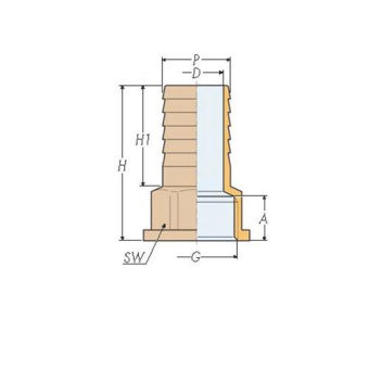 Guidi Nickel-Plated Brass Hose Connector M BSPP, 3/4" x 13 mm