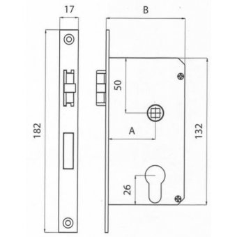 Olcese Ricci Mortise Door Lock 132X70 mm